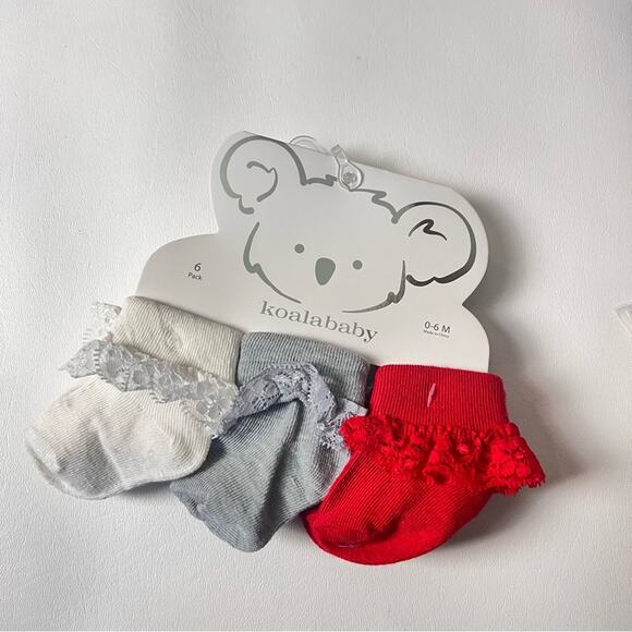 KoalaBaby Dressy Ankle Socks with Lace Detail 6 Pack Sz 0-6 M - Picture 6 of 12